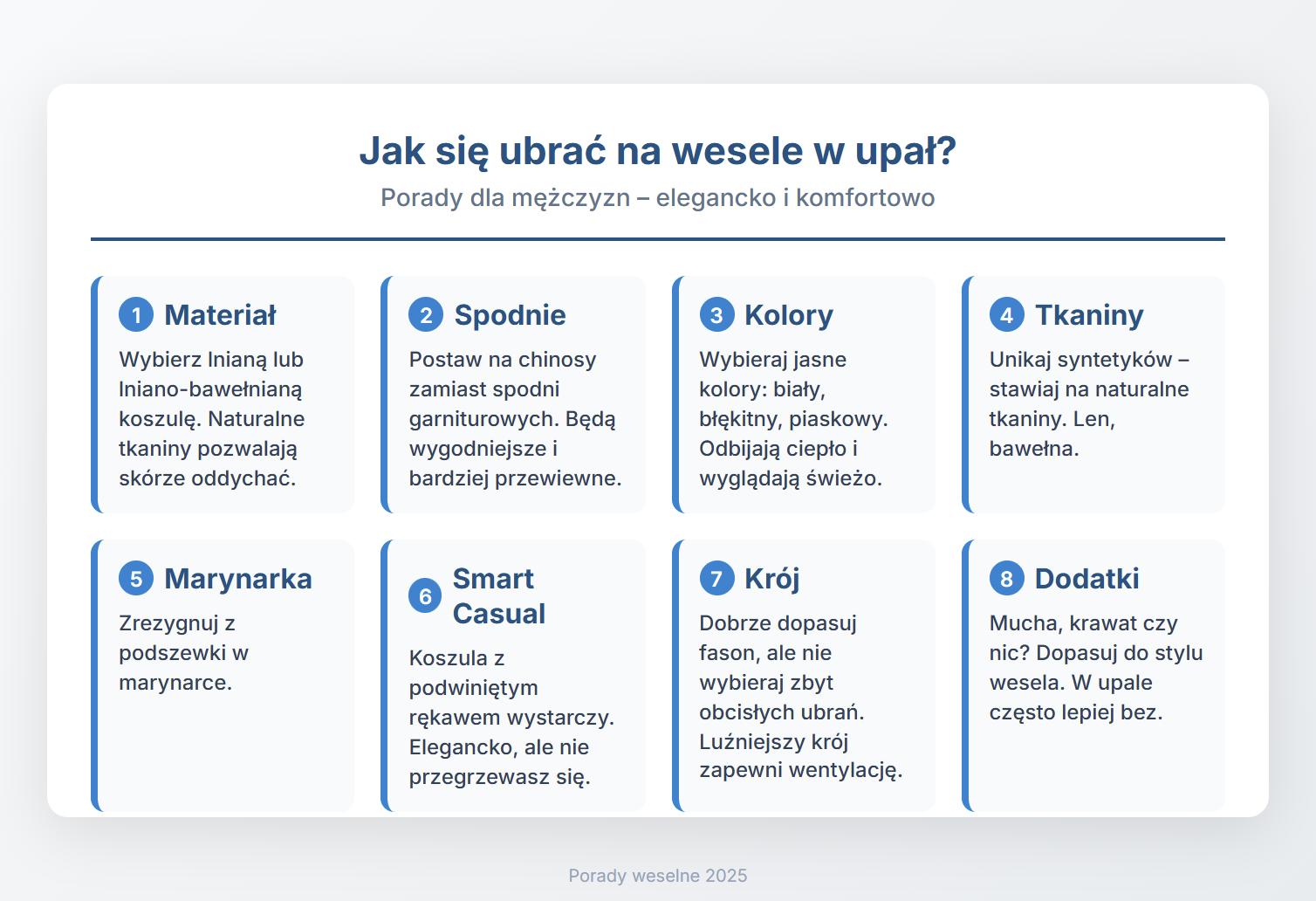 Jak się ubrać na wesele w upał? Porady dla mężczyzn