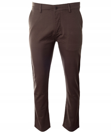 Spodnie męskie materiałowe brązowe prosty krój bawełniane wizytowe eleganckie - Bigman