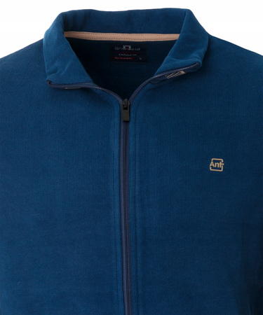 Bluza męska chabrowa rozpinana na zamek ze stójką kieszenie bawełniana welurowa Antracid