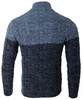 Sweter męski półgolf na krótki zamek jesienny granatowo-niebieski ze wzorem wełniany ciepły - Devanti