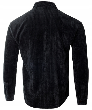 Koszula męska casual sztruksowa czarna ciepła - Redline