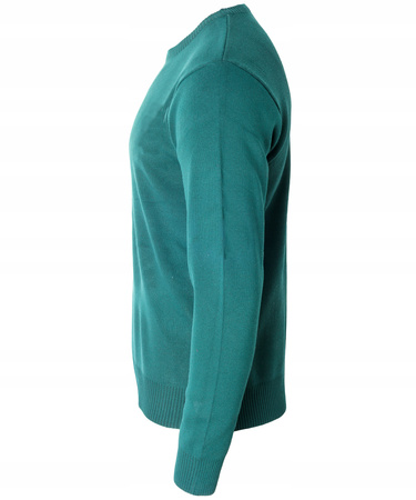 Sweter męski z okrągłym dekoltem zielony klasyczny - Must