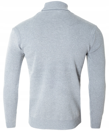 Golf męski sweter jasnoszary wizytowy elegancki - MUST