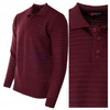 Bluza męska z kołnierzykiem polo na guziki bordowa wzór w pasy ze ściągaczami bawełniana - Reymo