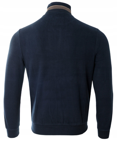 Bluza męska granatowa rozpinana na zamek ze stójką kieszenie bawełniana welurowa Antracid