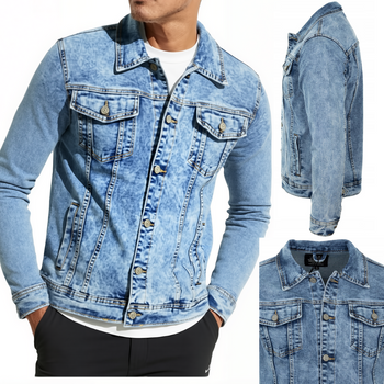 Katana męska jeansowa kurtka jasno-niebieska - Gemello