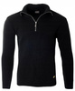 Sweter męski półgolf krótkie zapięcie na zamek czarny klasyczny - Devanti