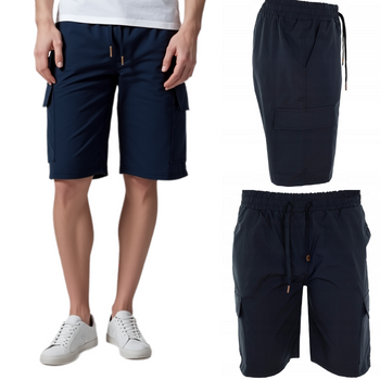 Spodenki męskie krótkie szorty z kieszeniami granatowe - Must