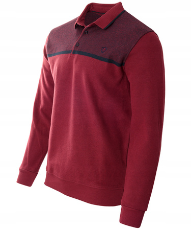 Bluza męska bordowa z kołnierzykiem polo na guziki ze ściągaczami elastyczna - Dynamic