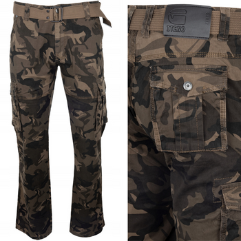 Spodnie męskie bojówki brązowe moro - ITENO