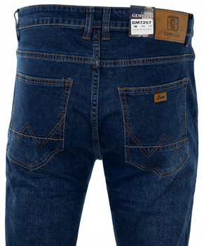 Męskie spodnie jeansy klasyczne granatowe proste L30 - Gemello