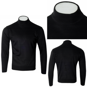 Sweter męski półgolf czarny gładki wełniany turecki - Devir