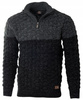 Sweter męski półgolf na krótki zamek jesienny czarno-szary ze wzorem wełniany ciepły - Devanti