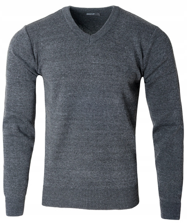 Sweter męski z dekoltem w serek V-dekolt ciemno-szary - MUST