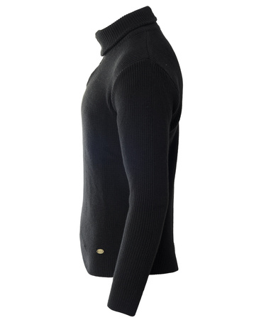 Sweter męski półgolf krótkie zapięcie na zamek czarny klasyczny - Devanti