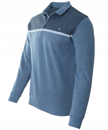 Bluza męska niebieska z kołnierzykiem polo na guziki ze ściągaczami elastyczna - Dynamic