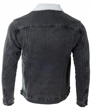 Katana męska jeansowa ocieplana futerkiem kurtka szara - Gamello