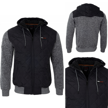 Bluza męska rozpinana pikowana czarna z szarym przejściowa