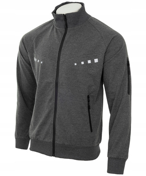 Bluza męska rozpinana szara 3-kieszenie kołnierz stójka - Must