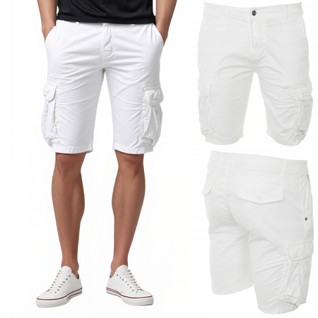 Spodenki męskie krótkie bojówki bawełniane białe - Tony Backer