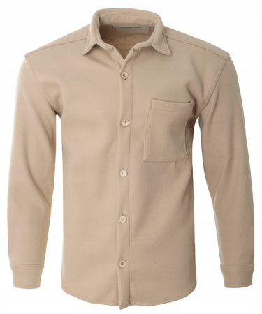Koszula męska casualowa polarowa beżowa ciepła turecka - Redline