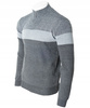 Sweter męski rozpinany wzór w pasy krótki zamek szary półgolf - Must