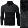 Sweter męski z okrągłym dekoltem zapięcie na krótki zamek i guziki czarny klasyczny - Devanti