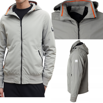 Kurtka wiatrówka męska rozpinana kaptur wiosenna jasno-szara lekka ściągacze - J Style