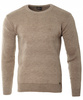 Sweter męski z okrągłym dekoltem brązowy wzór wełniany klasyczny - Devanti