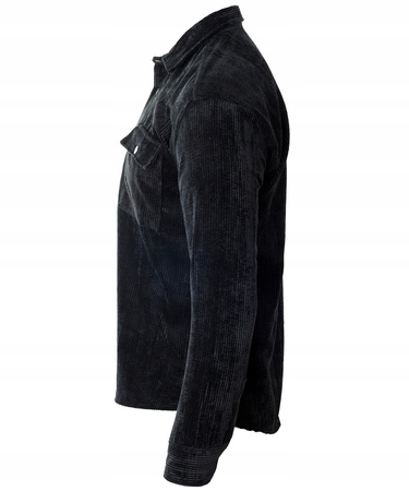 Koszula męska casual sztruksowa czarna ciepła - Redline