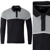 Bluza męska szaro-czarna z kołnierzykiem polo na guziki ze ściągaczami bawełna - Reymo