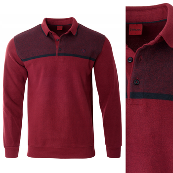 Bluza męska bordowa z kołnierzykiem polo na guziki ze ściągaczami elastyczna - Dynamic