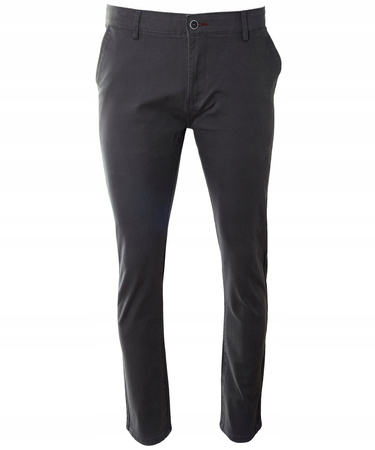 Spodnie męskie materiałowe ciemno-szare prosty krój bawełniane wizytowe eleganckie - Bigman