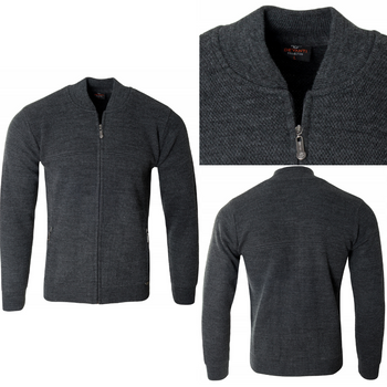 Bluza męska ciemno-szara rozpinana na zamek wełniany kieszenie na zamek turecka Devanti