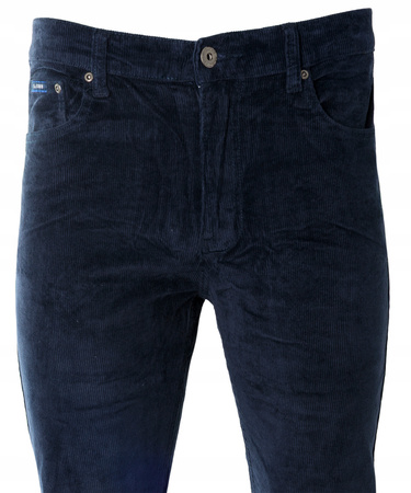 Spodnie męskie klasyczne materiałowe sztruksowe granatowe proste nogawki - Sa. Ronini