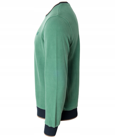 Bluza męska z okrągłym dekoltem 100% bawełna zielona gładka klasyczna - Antracid