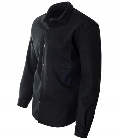 Koszula męska casualowa polarowa czarna ciepła turecka - Redline