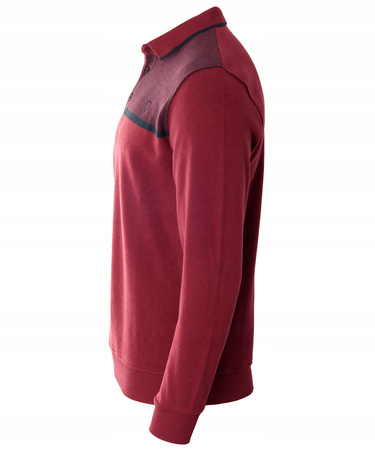 Bluza męska bordowa z kołnierzykiem polo na guziki ze ściągaczami elastyczna - Dynamic