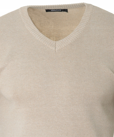 Sweter męski w serek beżowy klasyczny - MUST