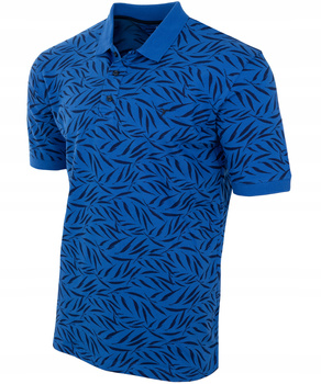 Koszulka męska polo ciemno-niebieska ze wzorem dekolt z guzikami kołnierz wiosenna - Reymo