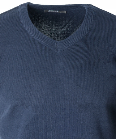 Sweter męski z dekoltem w serek V-dekolt granatowy - MUST