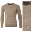 Sweter męski z okrągłym dekoltem brązowy wzór wełniany klasyczny - Devanti