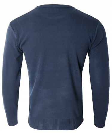 Sweter męski z okrągłym dekoltem ciemnoniebieski klasyczny - Must