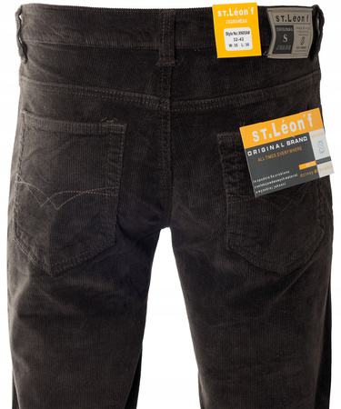 Spodnie męskie klasyczne materiałowe sztruksowe brązowe proste nogawki L30 i L32 - St. Leon