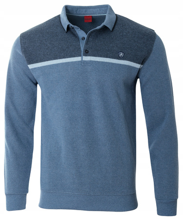 Bluza męska niebieska z kołnierzykiem polo na guziki ze ściągaczami elastyczna - Dynamic