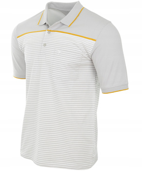 Koszulka męska polo biało-szara dekolt z guzikami kołnierz wiosenna - Reymo