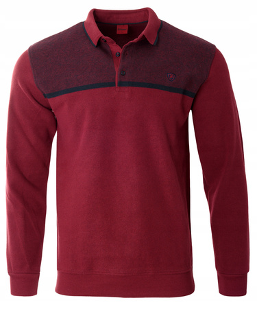 Bluza męska bordowa z kołnierzykiem polo na guziki ze ściągaczami elastyczna - Dynamic