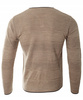 Sweter męski z okrągłym dekoltem krótkie zapięcie na guziki beżowy pasy klasyczny - Devanti