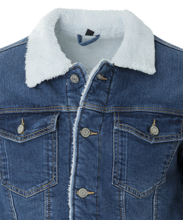 Katana męska jeansowa ocieplana futerkiem kurtka niebieska - Gamello