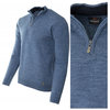 Sweter męski półgolf krótkie zapięcie na zamek niebieski gładki klasyczny - Devanti